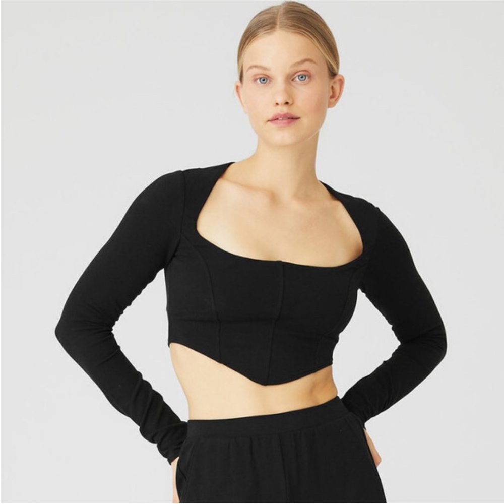 Alo Yoga Soft Sculpt Long Sleeve Top in Black XS